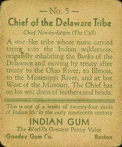 1933-40 Goudey Indian Gum (R73) #5 Delaware Tribe Back