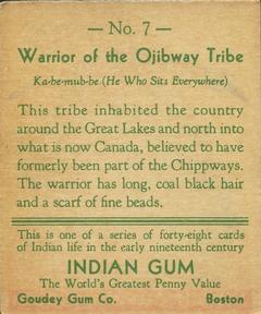 1933-40 Goudey Indian Gum (R73) #7 Ojibway Tribe Back
