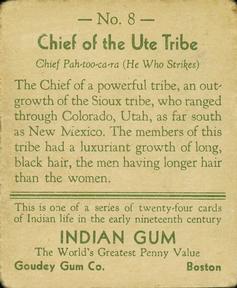 1933-40 Goudey Indian Gum (R73) #8 Ute Tribe Back