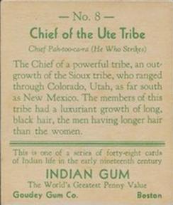 1933-40 Goudey Indian Gum (R73) #8 Ute Tribe Back