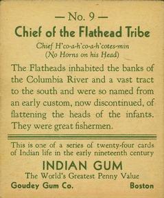 1933-40 Goudey Indian Gum (R73) #9 Flathead Tribe Back