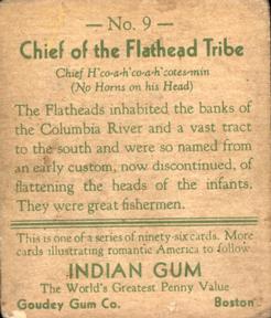 1933-40 Goudey Indian Gum (R73) #9 Flathead Tribe Back