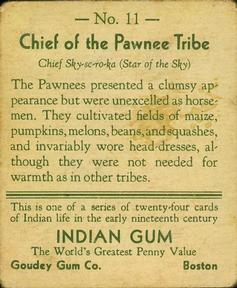 1933-40 Goudey Indian Gum (R73) #11 Pawnee Tribe Back
