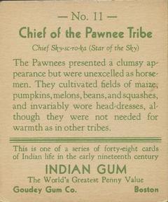 1933-40 Goudey Indian Gum (R73) #11 Pawnee Tribe Back