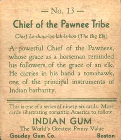 1933-40 Goudey Indian Gum (R73) #13 Pawnee Tribe Back