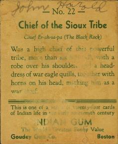 1933-40 Goudey Indian Gum (R73) #22 Sioux Tribe Back
