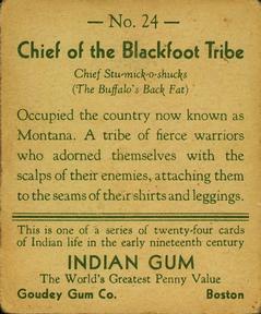 1933-40 Goudey Indian Gum (R73) #24 Blackfoot Tribe Back