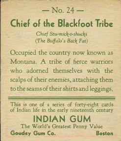 1933-40 Goudey Indian Gum (R73) #24 Blackfoot Tribe Back