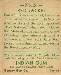 1933-40 Goudey Indian Gum (R73) #26 Red Jacket Back