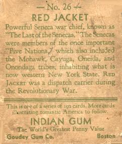 1933-40 Goudey Indian Gum (R73) #26 Red Jacket Back