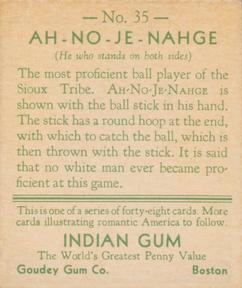 1933-40 Goudey Indian Gum (R73) #35 Ah-No-Je-Nahge Back
