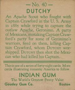 1933-40 Goudey Indian Gum (R73) #40 Dutchy Back