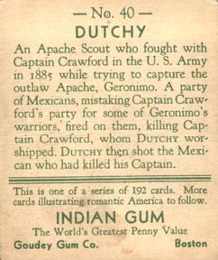1933-40 Goudey Indian Gum (R73) #40 Dutchy Back