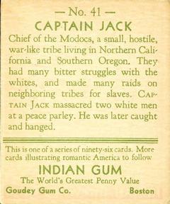 1933-40 Goudey Indian Gum (R73) #41 Captain Jack Back