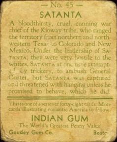 1933-40 Goudey Indian Gum (R73) #45 Satanta Back