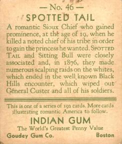 1933-40 Goudey Indian Gum (R73) #46 Spotted Tail Back