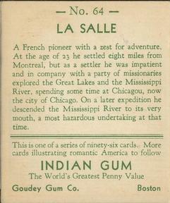 1933-40 Goudey Indian Gum (R73) #64 La Salle Back