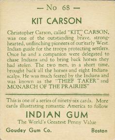 1933-40 Goudey Indian Gum (R73) #68 Kit Carson Back