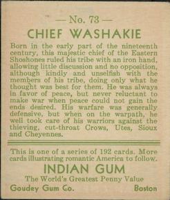 1933-40 Goudey Indian Gum (R73) #73 Chief Washakie Back