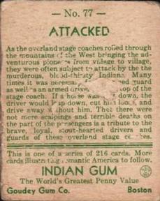 1933-40 Goudey Indian Gum (R73) #77 Attacked Back
