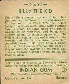 1933-40 Goudey Indian Gum (R73) #78 Billy the Kid Back