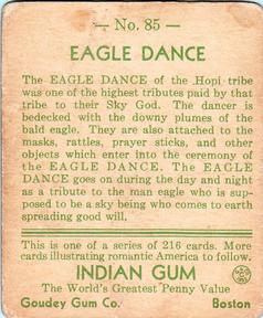 1933-40 Goudey Indian Gum (R73) #85 Eagle Dance Back