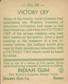 1933-40 Goudey Indian Gum (R73) #88 Victory Cry Back