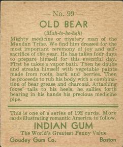 1933-40 Goudey Indian Gum (R73) #99 Old Bear Back