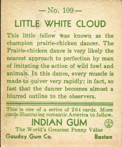 1933-40 Goudey Indian Gum (R73) #109 Little White Cloud Back