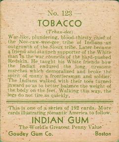 1933-40 Goudey Indian Gum (R73) #123 Tobacco Back