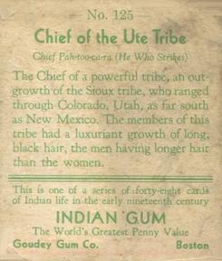 1933-40 Goudey Indian Gum (R73) #125 Chief of the Ute Tribe Back