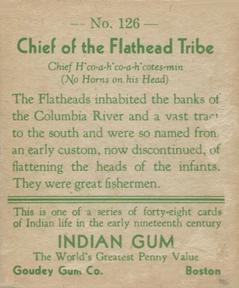 1933-40 Goudey Indian Gum (R73) #126 Flathead Tribe Back