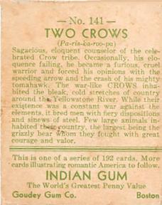 1933-40 Goudey Indian Gum (R73) #141 Two Crows Back