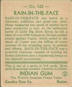 1933-40 Goudey Indian Gum (R73) #143 Rain In The Face Back