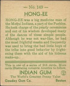 1933-40 Goudey Indian Gum (R73) #149 Hong-Ee Back