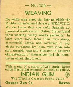 1933-40 Goudey Indian Gum (R73) #155 Weaving Back