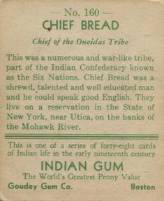 1933-40 Goudey Indian Gum (R73) #160 Chief Bread Back