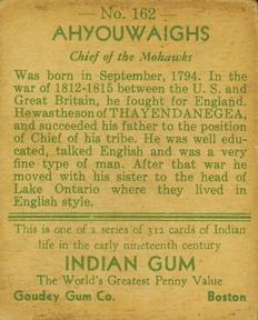 1933-40 Goudey Indian Gum (R73) #162 Ahyouwaighs Back