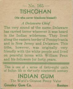 1933-40 Goudey Indian Gum (R73) #165 Tishcohan Back