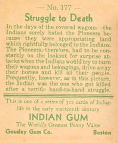 1933-40 Goudey Indian Gum (R73) #177 Struggle to Death Back