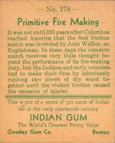1933-40 Goudey Indian Gum (R73) #178 Primitive Fire Making Back
