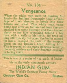 1933-40 Goudey Indian Gum (R73) #184 Vengeance Back