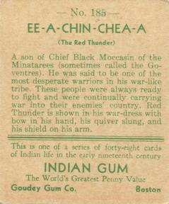 1933-40 Goudey Indian Gum (R73) #185 Ee-A-Chin-Chea-A Back