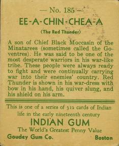 1933-40 Goudey Indian Gum (R73) #185 Ee-A-Chin-Chea-A Back