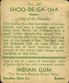 1933-40 Goudey Indian Gum (R73) #187 Shoo-De-Ga-Cha Back