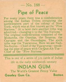 1933-40 Goudey Indian Gum (R73) #188 Pipe of Peace Back