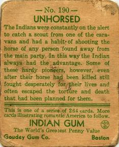 1933-40 Goudey Indian Gum (R73) #190 Unhorsed Back
