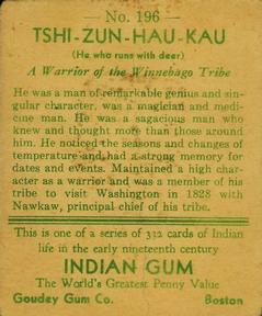 1933-40 Goudey Indian Gum (R73) #196 Tshi-Zun-Hau-Kau Back