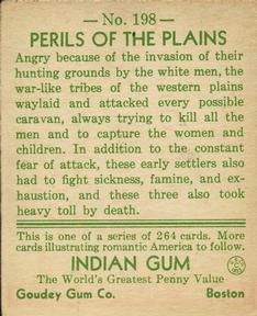 1933-40 Goudey Indian Gum (R73) #198 Perils of the Plain Back
