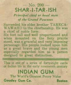 1933-40 Goudey Indian Gum (R73) #200 Shar-I-Tar-Ish Back